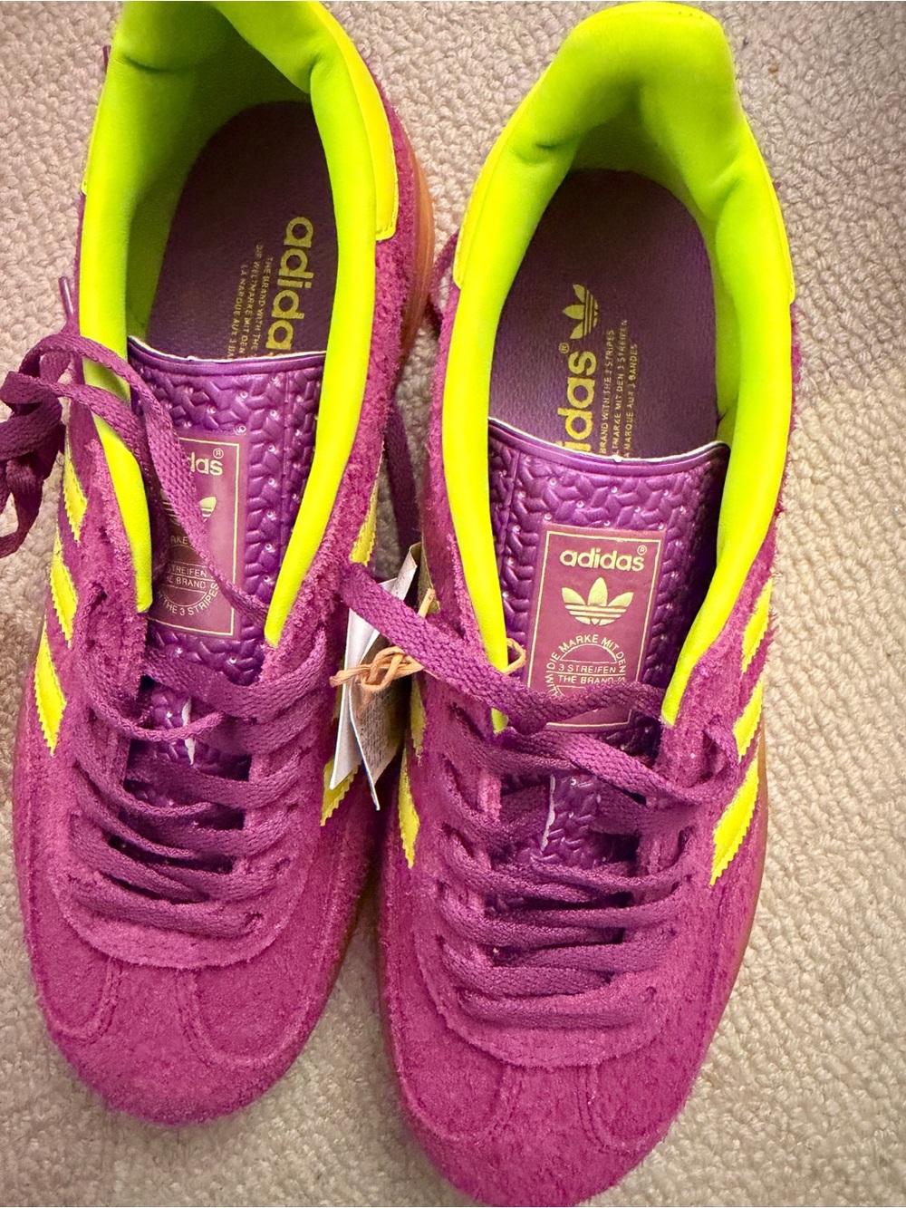 adidas spezial Women's Purple & Neon Yellow Suede Sneakers - Picture 4 of 5